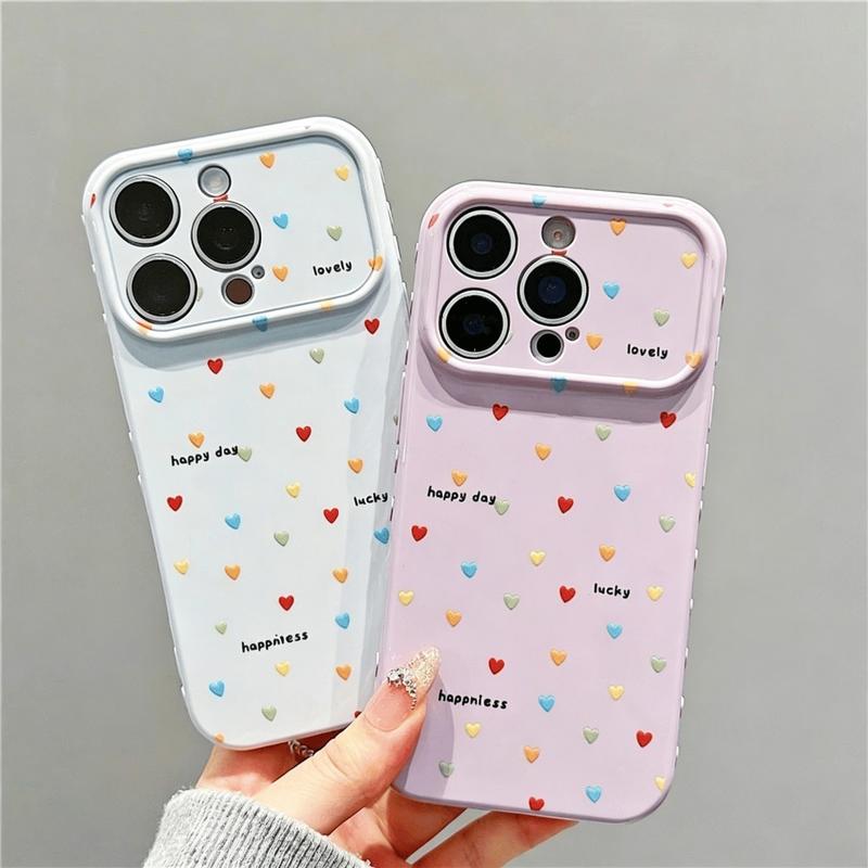【Mới】Ốp lưng iPhone viền trái tim, chất liệu TPU mềm, sáng bóng, chống trượt, thoải mái cầm tay, màu sắc dopamine! Tương thích iPhone 7/8/11/12/13/14/15/16/17/Pro Max/Plus/XR/X/XS Max/Air LGAXDSC06031