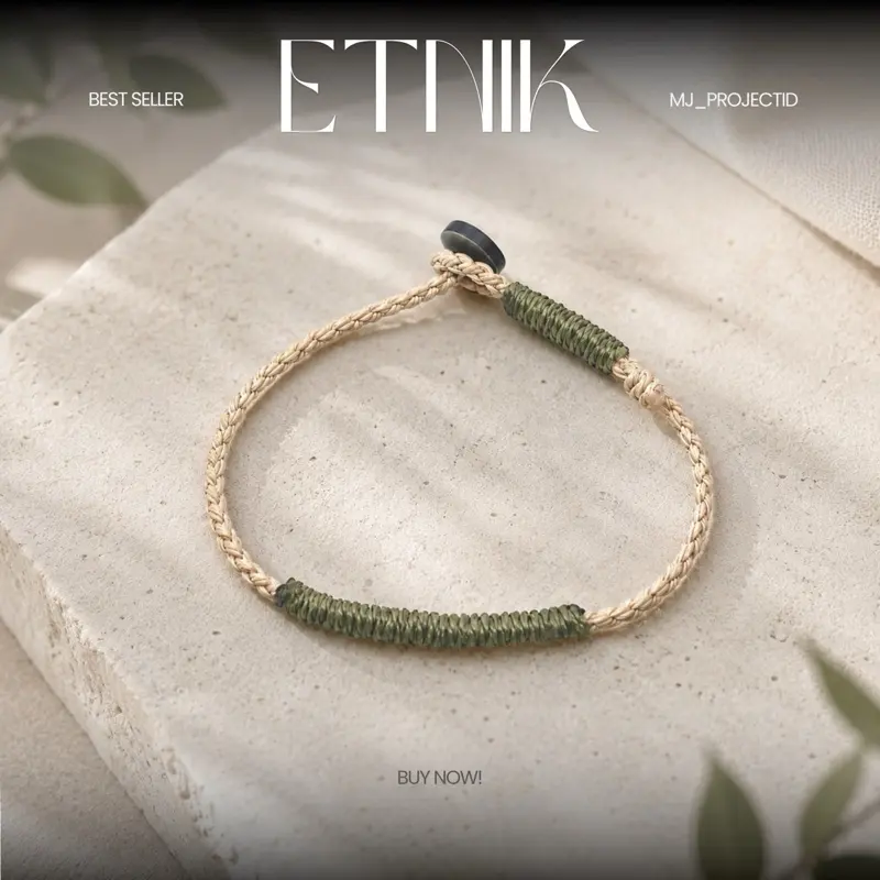 MJ Gelang Etnik Tepi Hutan Tali Waterproof Tahan Air - Gelang Couple Custom Warna & Ukuran Hadiah Spesial Unisex