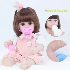 38cm Boneca Reborn Baby Alive Minum Pipis Silikon Mainan anak kado ultah/Akan minum dan buang air kecil Lem lembut Simulasi bayi Mainan anggota badan yang bisa digerakkan
