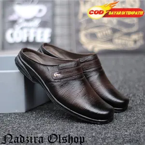 Sandal Pria Murah KICKERS NAVONA Sendal Sepatu Semi Kulit Slop Bustong Tutong Casual Cowok 03