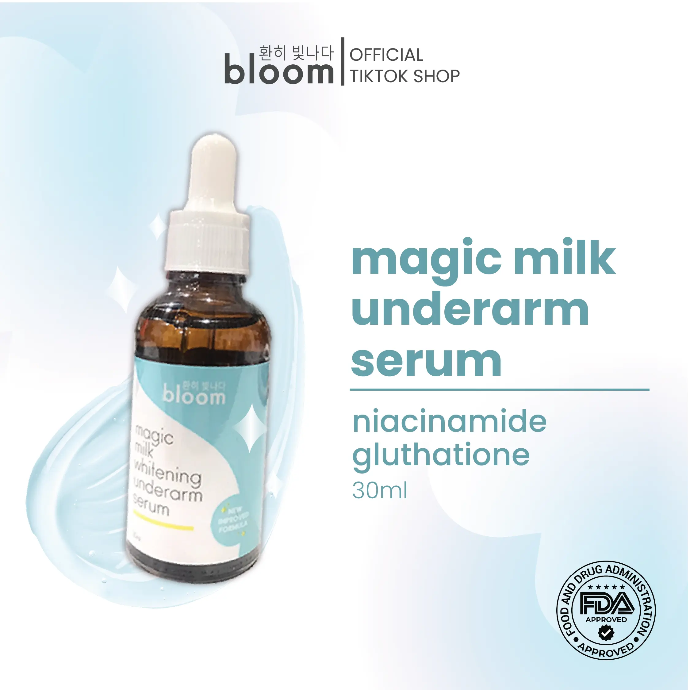 BLOOM Magic Milk Underarm Serum (30ml) | Niacinamide AHA Glutathione  Aloevera Brightening Gentle Exfoliant