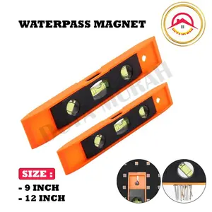 Waterpass Magnet Mini Waterpas Magnet 9” dan 12'' WATERPASS 9 INCH 12 INCH WITH MAGNET Waterpass Magnet Aluminium Waterpas Kecil 9 Inch 23cm Besar 30cm