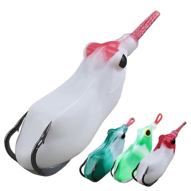 Very Cheap Jump Rubber Frog Lure Snakehead Killer Topwater Fishing Floating Bait Top Water Casting Bait Do Not Wrinkle Their Bodies with Double Hooks 3D Eyes 1