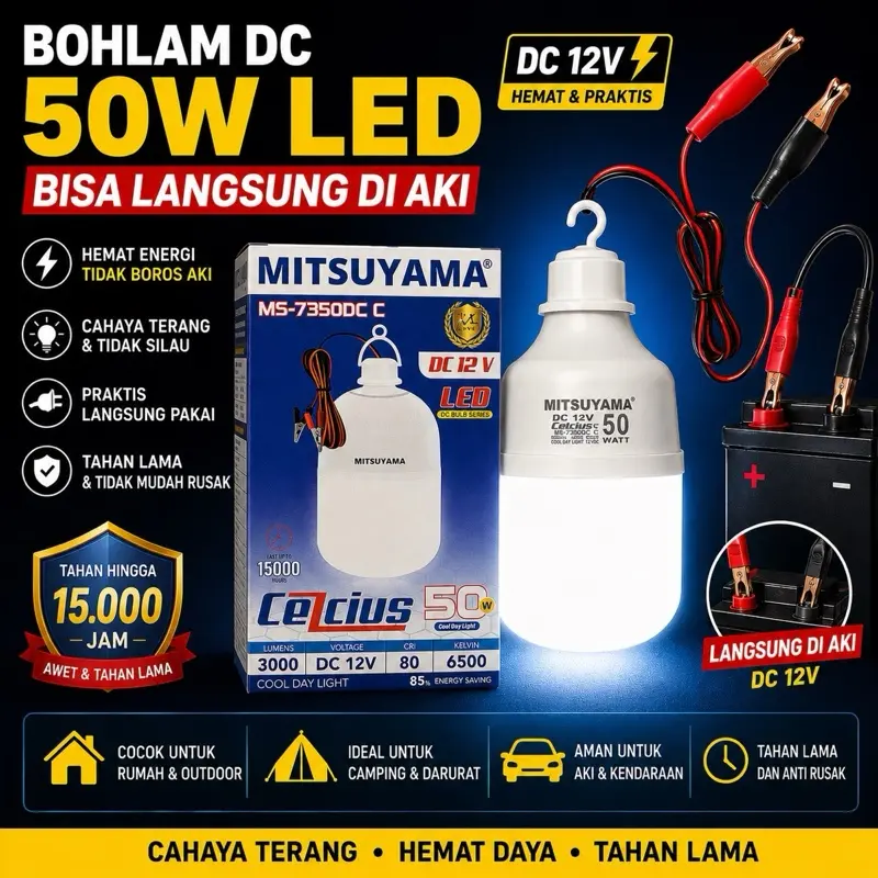 Bohlam Lampu Aki DC 12Volt  5 10 20 50Watt