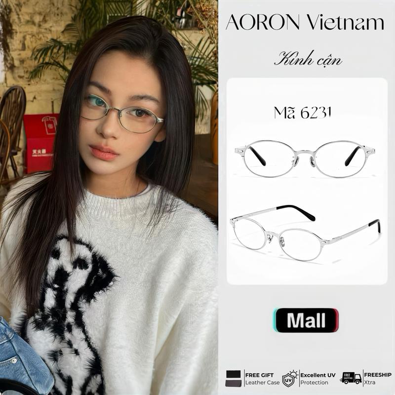 Kính cận hình oval phong cách thời trang cá tính và sang trọng tinh giản gọng kính cận nữ,Hàng Mới Về Năm 2025,kinh nữ thời trang,titan,kính râm chống tia uv 6231