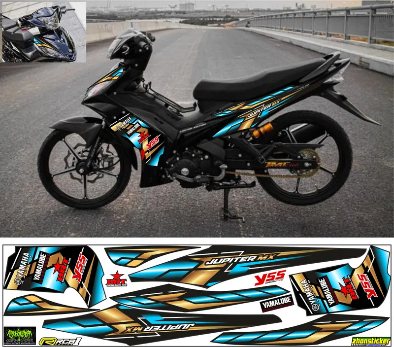 Striping variasi Yamaha Jupiter 135 Mx Old Stiker list polet Bodi Motor medusa yamaha racing Mx Lama Motorcycle 2