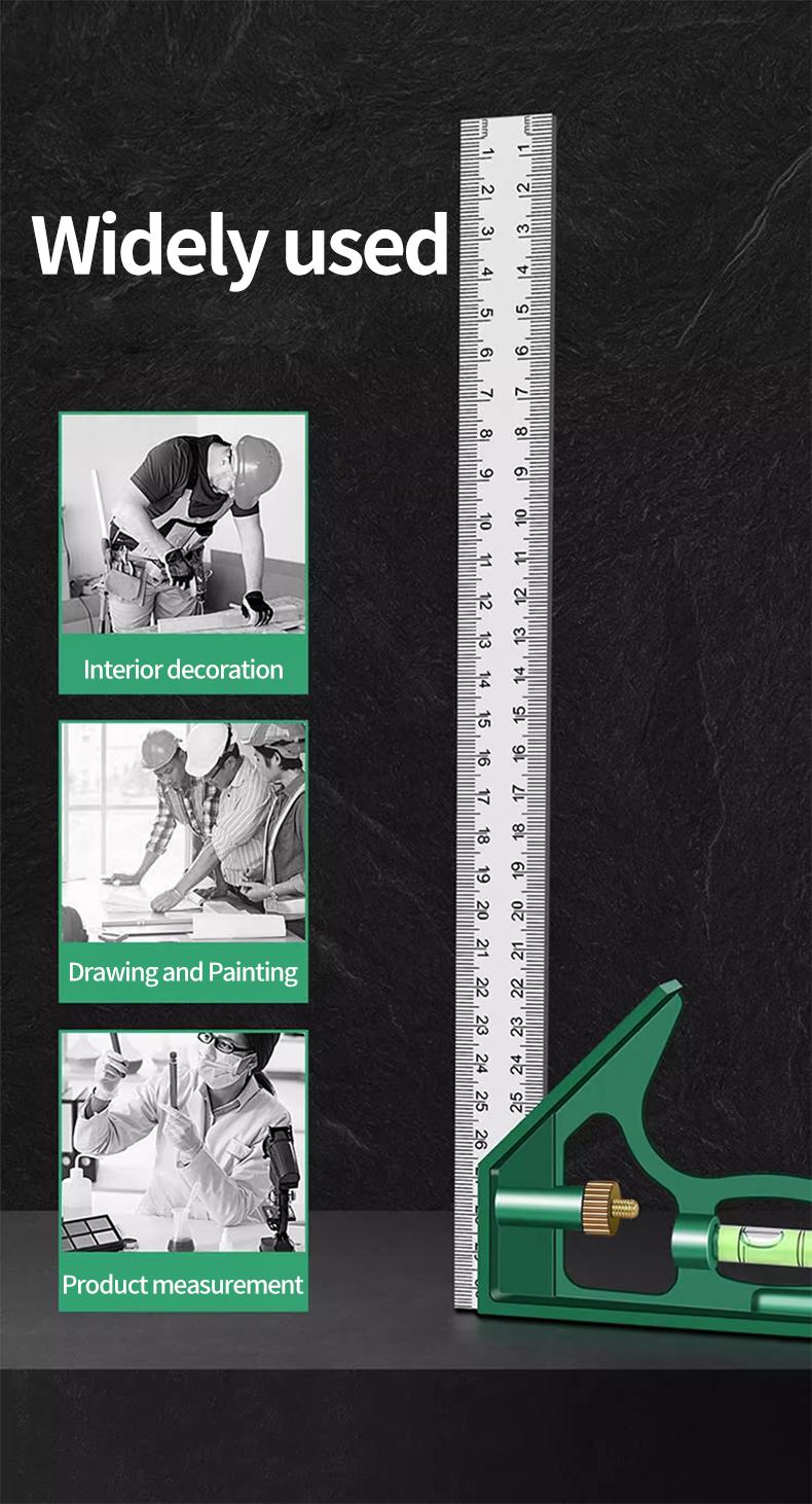 Product Introduction of Stainless steel square ruler horizontal right angle ruler 90 degree measuring ruler triangle ruler woodworking ruler multifunctional angle ruler steel ruler 3