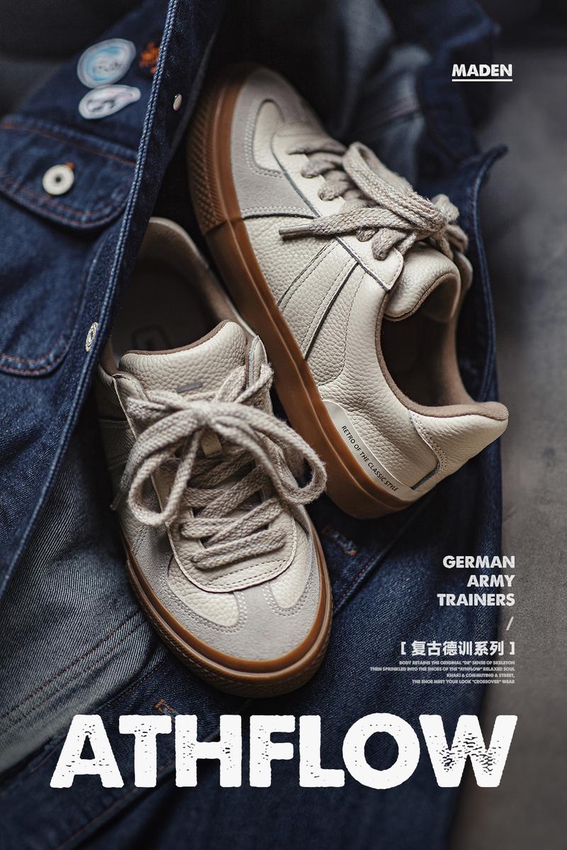 Product Introduction of Maden Men's Full Grain Leather Training Shoes Daily Breathable Low Top Sneakers Outdoor Casual Sports Shoes Retro German Trainer for Men 6