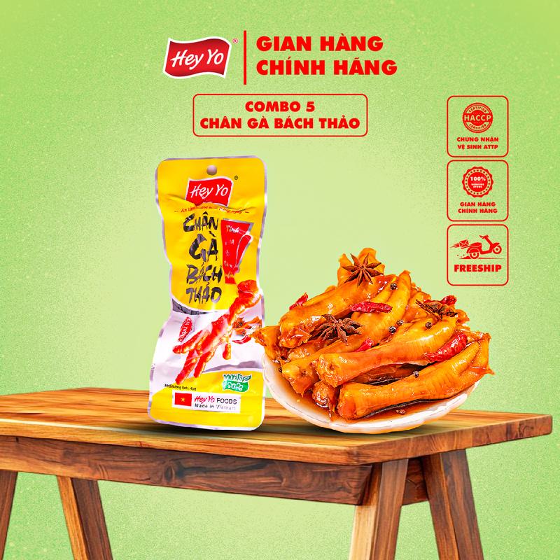 Combo 5 Chân Gà cay Hey Yo Foods Bách Thảo 40g, chân gà ủ vị Ăn Vặt hàng Việt Nam thơm ngon chất lượng