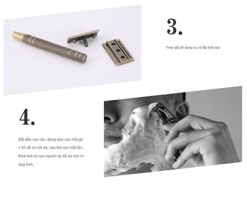 Product Introduction of 【Giới thiệu Shave Foam】Dao Cạo Bằng Tay, Chất Liệu Đồng Thau Dành Cho Nam Giới, Với Giá Đỡ Bằng Thép Không Gỉ 4