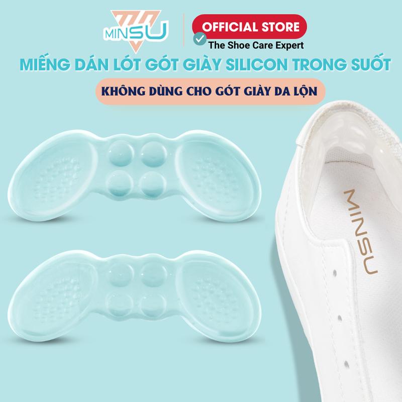 Miếng Lót Đệm Gót Giày Silion Trong Suốt MINSU M5547 Giảm Ma Sát, Điều Chỉnh Kích Cỡ Giày 2 Kích Cỡ 5mm 8mm