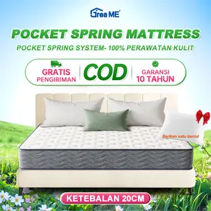 Greame Kasur Dingin Pocket Spring Bed 20CM Nyaman Berkualitas Anti Static Garansi 10 Tahun Free Bantal N1