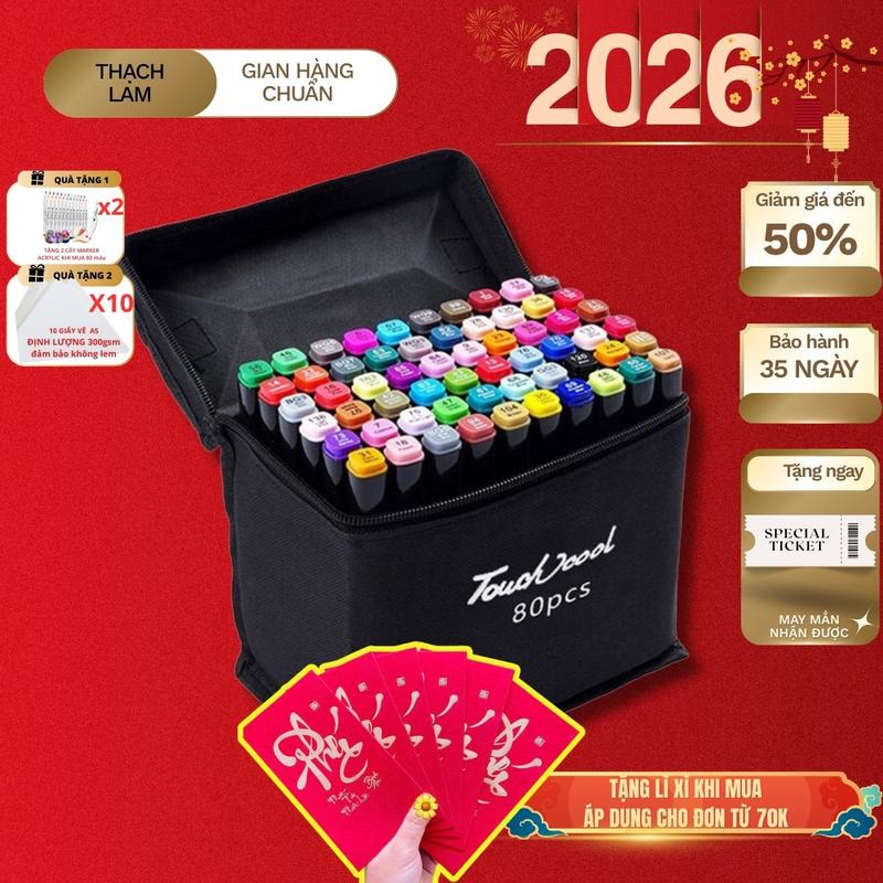 Hoả tốc Bút Màu Marker Touch 48-60-80 Cây Chuyên Nghiệp Kèm Túi Vải Họa Cụ Tô Màu Dạ Vẽ Tranh Anime full bộ màu