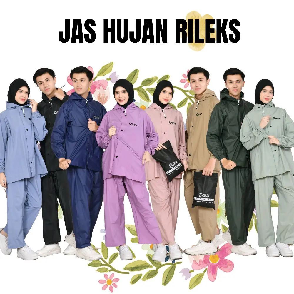 Jas Hujan Rileks Dewasa Setelan Pria Wanita Bahan PVC Premium 0,25 Tebal Lentur Anti Rembes