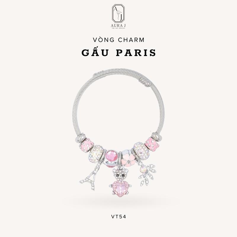 [AURAJ] New Arrival - Vòng Tay Gắn Charm Gấu, Tháp Eiffiel (Mẫu Mới), Charm Trái Tim Tình Yêu và Cỏ 4 Lá May Mắn  - VT53 Phụ Kiện Titan Nam Nam Châm Voi Hoa Cao Su