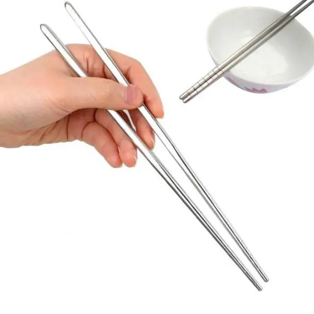 6 Pasang Sumpit Makan Stainless Korea Chopsticks 18 CM SUS 304 Polos Vakum Multifungsi Tidak Berkarat Tahan Panas Dingin Mudah Dibersihkan Higienis