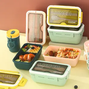 lunchbox kasual lunchbox kerja kotak bekal lunchbox kitchenware Makan Plastik Sendok