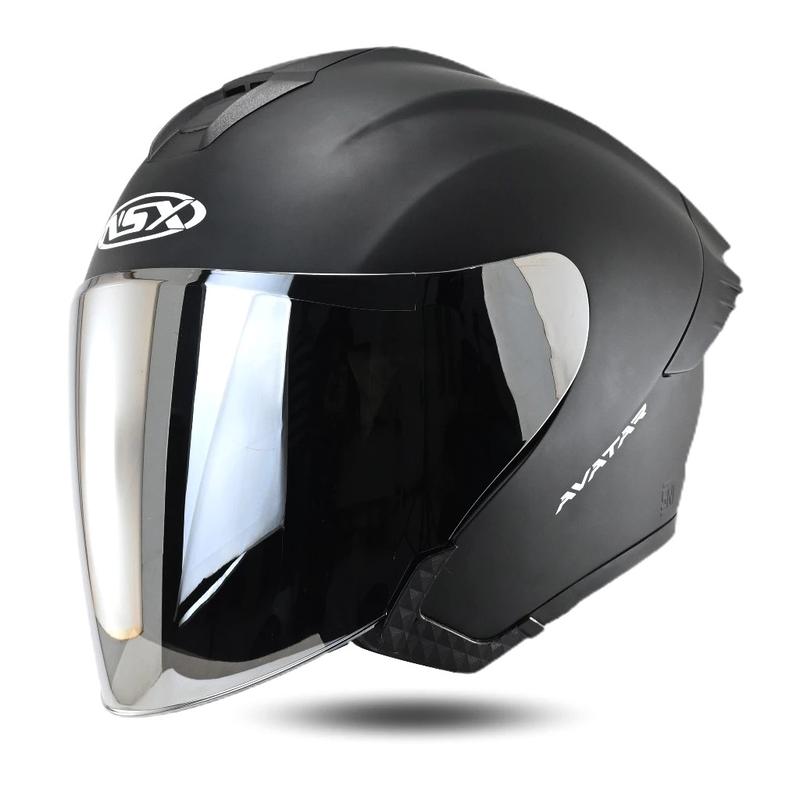 Helm Half Face Nsx Avatar Solid Black Dof Visor Hitam Helm Dewasa Pria Wanita SNI COD 0