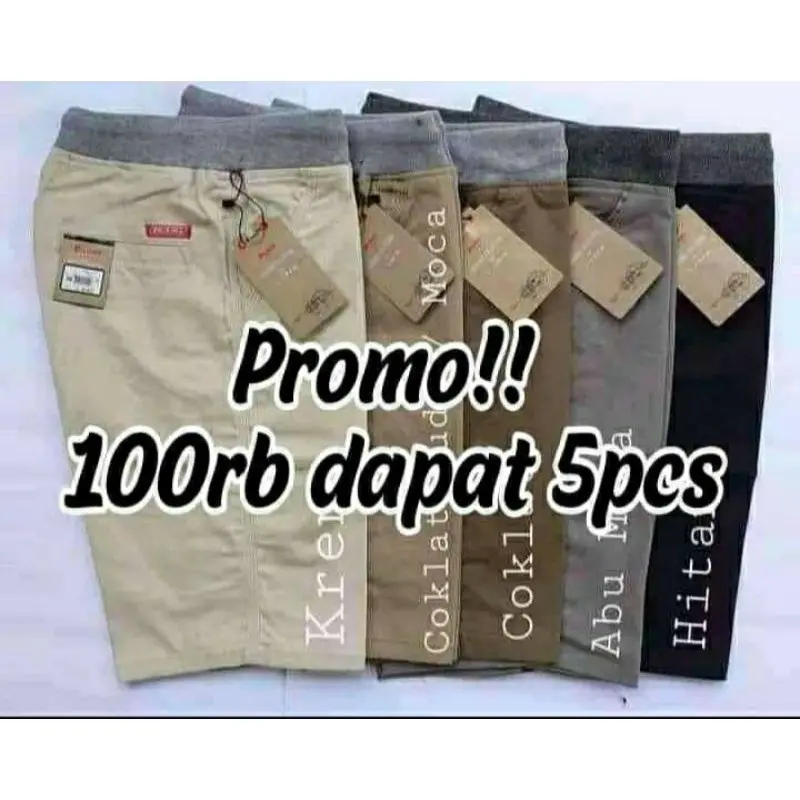 Celana pendek chinos 100rb dapat 5pcs Chino Shorts Pria Dewasa Karet Nyaman