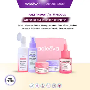 ADLEEVA Paket Hemat Whitening Glow Booster Series “COMPLETE” (Paket Hemat Isi 5) - Mencerahkan bantu samarkan flek hitam dan bekas jerawat secara maksimal BPOM HALAL