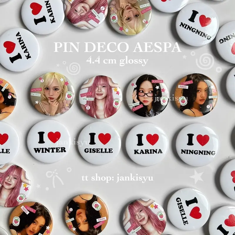 [MIN CO PCS] Enhypen Seventeen Aespa NCT Dream Wish Treasure Black Pink  Kpop Pin Glossy Tas baby ver seungkwan