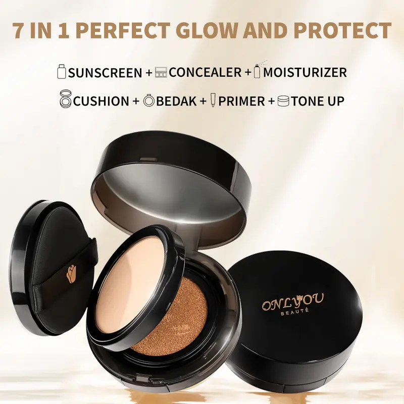 ONLYOU  Double cushion pressed powder 2 in 1 concealer foundation lasting do not take off makeup pressed  Sunscreen Cushion SPF30 PA+++【BPOM】【COD】 7