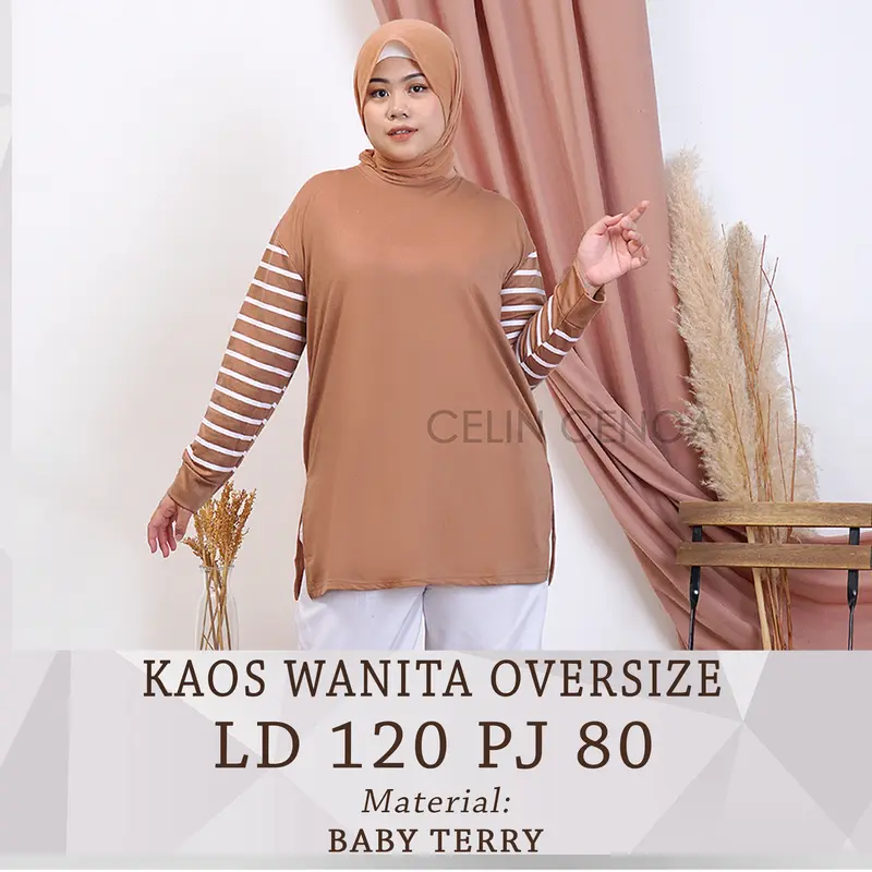 Kaos Wanita Lengan Panjang / Atasan Lengan Lengan Manset / Koas Oversize Wanita / LD 120 PJ 80 Baju Lembut Samping Variasi Basic Polos Hitam Top Tangan manset Muslim Dalaman 0