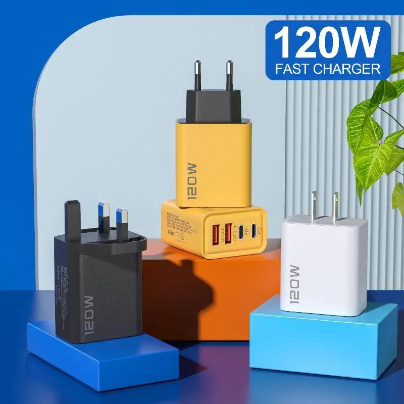 120W USB C nhanh Trạm Sạc với 4 cổng PD QC30 tường adapter cho nhiều thiết bị sạc nhanh gia đình văn phòng