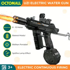 [OCTOMALL] SNI Pistol Air Elektrik Otomatis Water Gun UZI Jarak Jauh Tekanan Kuat Tangki Air Besar Mainan Air Anak Outdoor