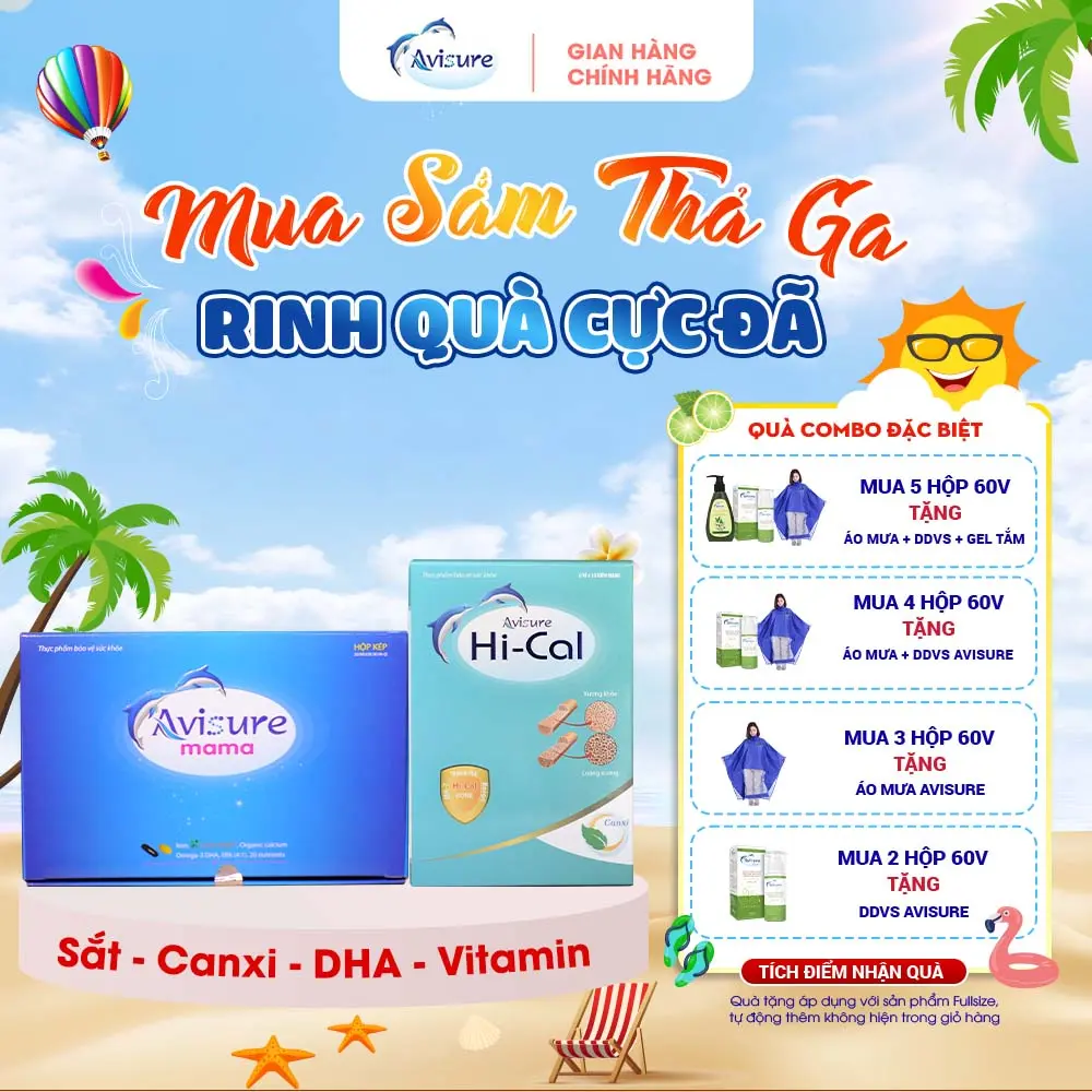 (Tích điểm nhận quà ) Avisure Hical hộp 60 viên và Avisure mama hộp 60 viên  cung cấp canxi, sắt, dha và vitamin cho mẹ bầubau