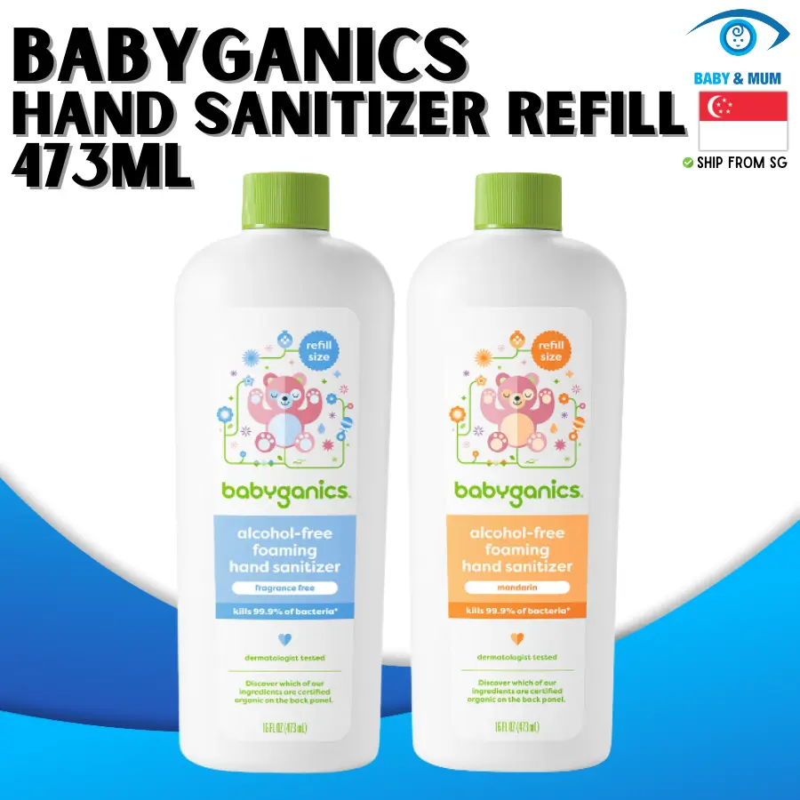 BabyGanics Fragrance-Free | Mandarin Alcohol-Free Foaming Hand Sanitizer Refill 473mL | MADE IN USA