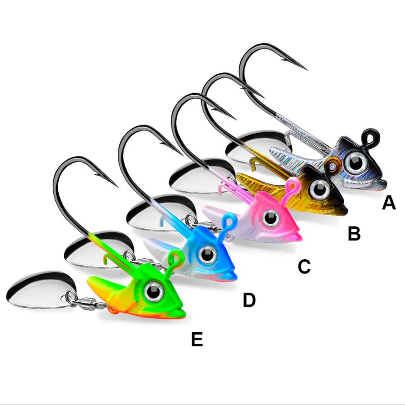 2PCS Luya lead head hook with hook fish head lead head hook soft fish weight anti-bottom hanging fish hook 7g 10g 15g Luya accessories 1
