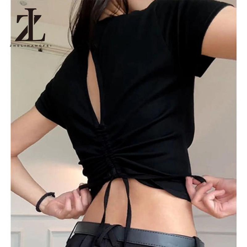 áo croptop nữ áo baby tee Cổ điển Dễ thương Thời trang Đơn giản