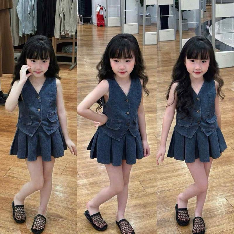 MỘC BABY STORE - Set Chân Váy Jean Sang Chảnh Cho Bé Gái Diện Đi Chơi 10-30kg Thiết Kế Thời Trang & Thoải Mái