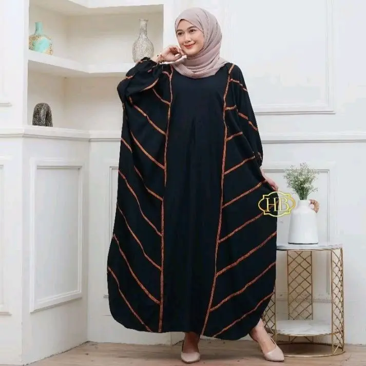 Kaftan Rayon Jumbo Gamis Garis Dress Wanita Salur Busui freindly Bahan Rayon Mewah Formal Panjang viral motif 5