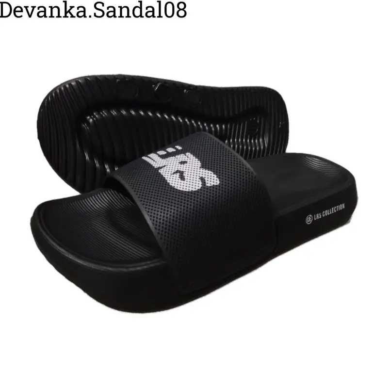 Sandal Slide Slop Pria Model Terbaru Black Karet 0