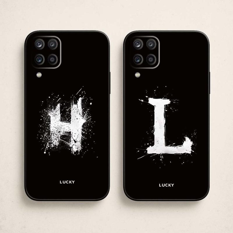 Ốp lưng Dành Cho Samsung Galaxy A12, M12, A22 4G, M32 In Hình Hoạ Tiết Chữ Cái cạnh viền vuông, bảo vệ camera