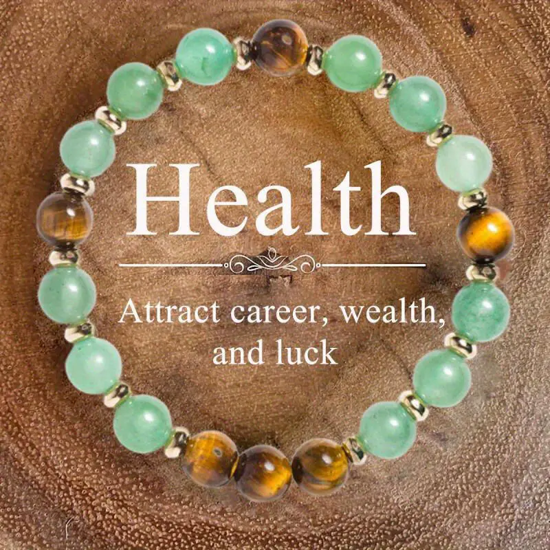 High quality and lucky bracelet handmade with natural green Dongling tiger eye stone bead bracelet
