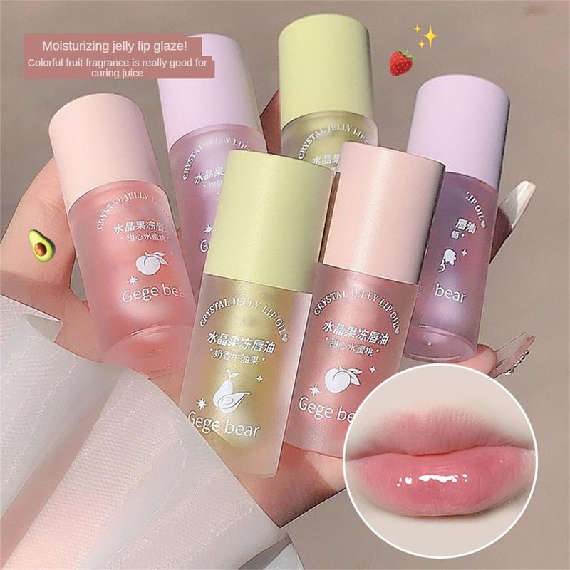 Gege Bear Long-lasting  Hydrating Lip Care Crystal Jelly Lip Oil Moisturizing Transparent Mirror Lip Gloss 3 flavour Optional 5
