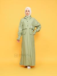 Gambar OSEAL Jas Hujan Wanita Gamis Muslimah Jumbo Full Seal Althea Series Sage - Kuning, Allsize dari Oseal Rainwear Kab. Bandung 1 Tokopedia