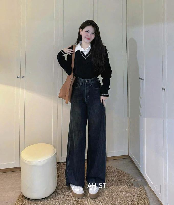 [ĐỘC QUYỀN LIVE   -9 MÀU HOT ]XS-XL Jean Suông Trơn Cạp Cao Bagic Dễ Phối Đồ,  Che Khuyết Điểm | BigBuy360 - bigbuy360.vn