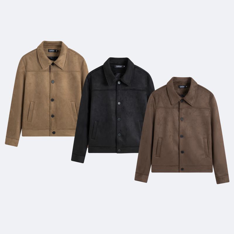   MỞ BÁN  Áo Khoác Da Lộn Cài Cúc Nam TOPGU Jacket 3 Lớp Cao Cấp dày dặn đứng form | Jacket DA LỘN cúc cài 