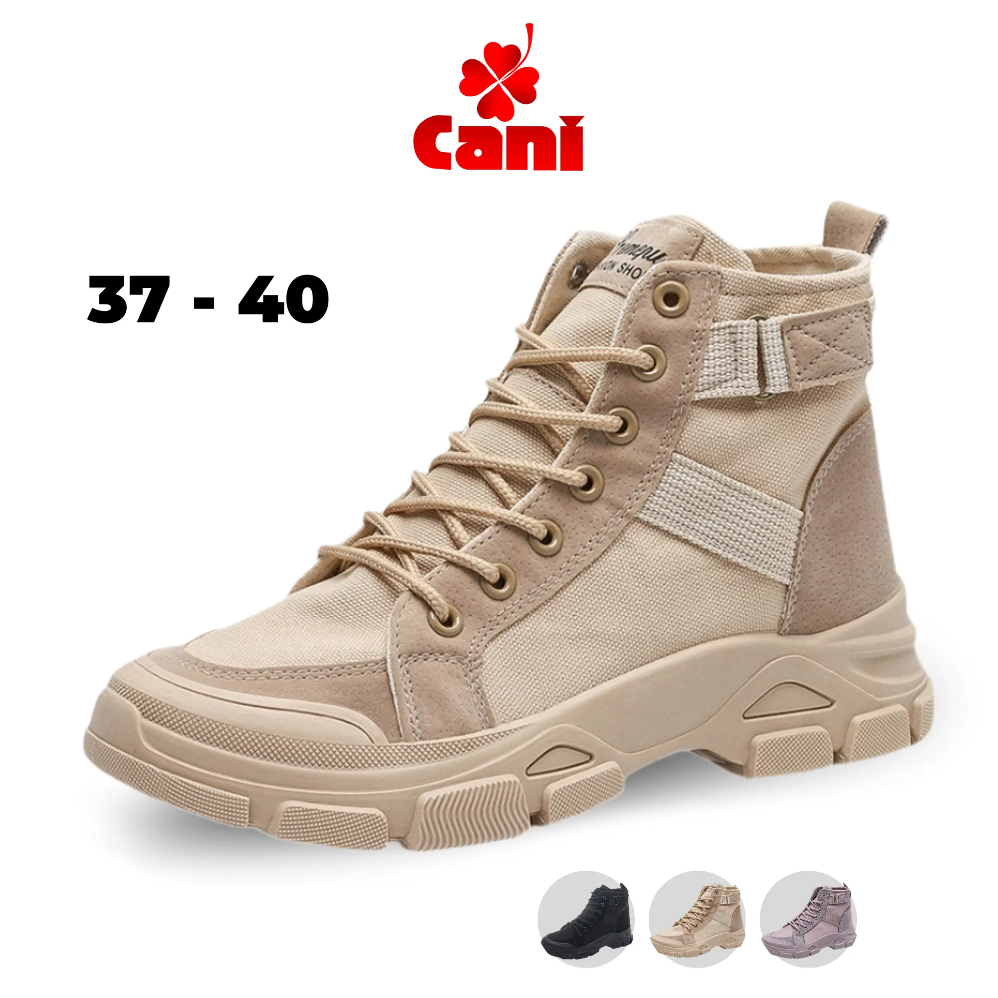 CANI Joongki Sepatu Boots Canvas Wanita Look Style Casual High Shoes K9143