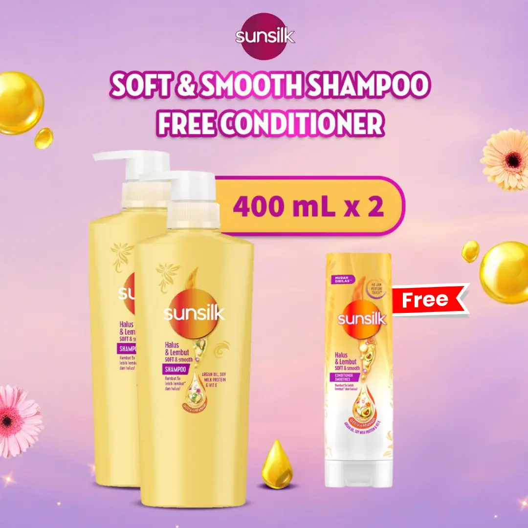 [Buy 2 Get 1] Sunsilk shampoo Soft & Smooth 400ml Free Conditioner 160ml