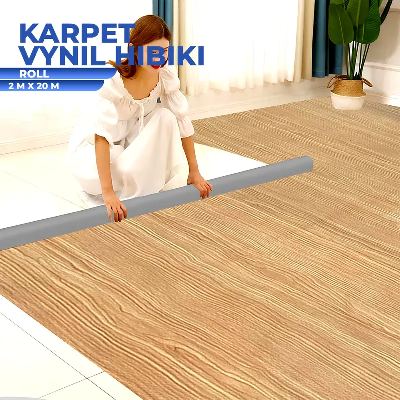 Sejagat plastik - Karpet Hibiki 2 x 20 meter karpet ketebalan 0,5mm karpet serat kayu 0