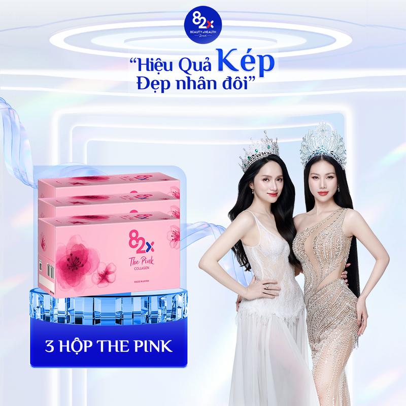 Combo 3 Hộp Nước Uống 82X Collagen The Pink Thông Minh Thế Hệ Mới, Dưỡng Da Căng Bóng, Trắng Mịn Chuẩn Nhật 100ml/Lon