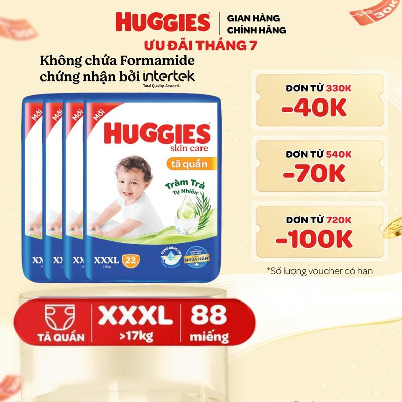 Combo 4 Tã quần HUGGIES SKINCARE JUMBO M42+6/L38+4/XL32+4/XXL28+6/XXXL22