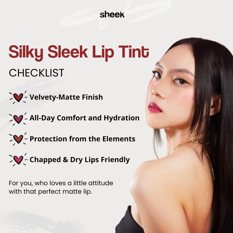 SHEEK Silky Sleek Lip Tint - All The Sheek You Need  [BUNDLNG 4 PCS] [Lip Tint 5g] Matte Finish Long Lasting Lip Tint Waterproof Brown Girl Brown Girl Lipstick Red Lipstik Paint 2