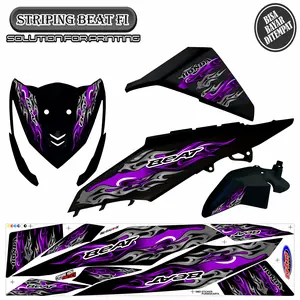 STRIPING VARIASI STICKER HONDA BEAT FI MOTIF TERBARU API KEREN SIMPLE MURAH Motorcycle