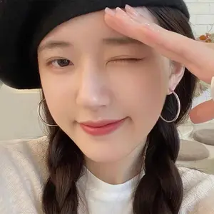 EAR PARTNER-925 Jarum Perak Anting-anting lingkaran sederhana untuk wanita dengan nuansa elegan dan gaya yang dramatis, anting-anting lingkaran besar dengan pengait perak,Anting Hoop Besar Perak Korea - Original Elegan Retro Style | Anti Karat | COD